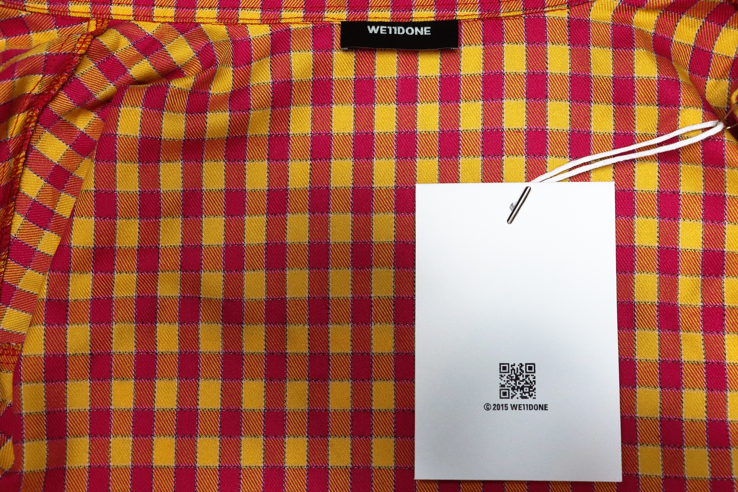 We11 Done American Retro Leather Badge Yellow Plaid Unisex Long Sleeve Orange