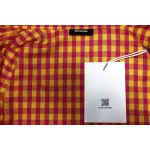 We11 Done American Retro Leather Badge Yellow Plaid Unisex Long Sleeve Orange