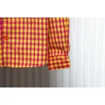 We11 Done American Retro Leather Badge Yellow Plaid Unisex Long Sleeve Orange