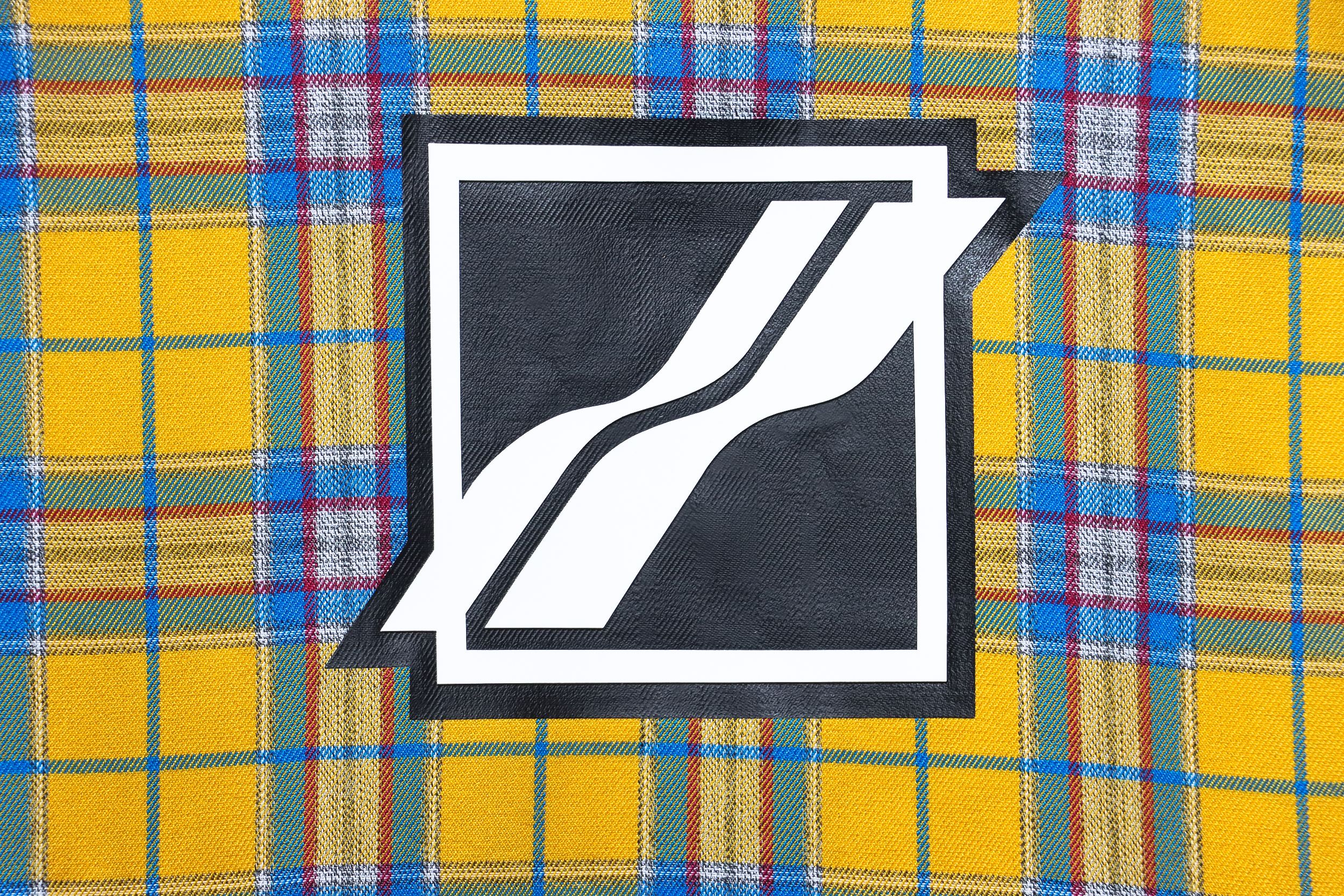 We11 Done American Retro Leather Badge Yellow Plaid Unisex Long Sleeve Yellow