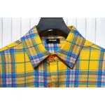 We11 Done American Retro Leather Badge Yellow Plaid Unisex Long Sleeve Yellow