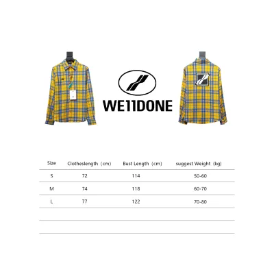We11 Done American Retro Leather Badge Yellow Plaid Unisex Long Sleeve Yellow 02