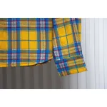 We11 Done American Retro Leather Badge Yellow Plaid Unisex Long Sleeve Yellow