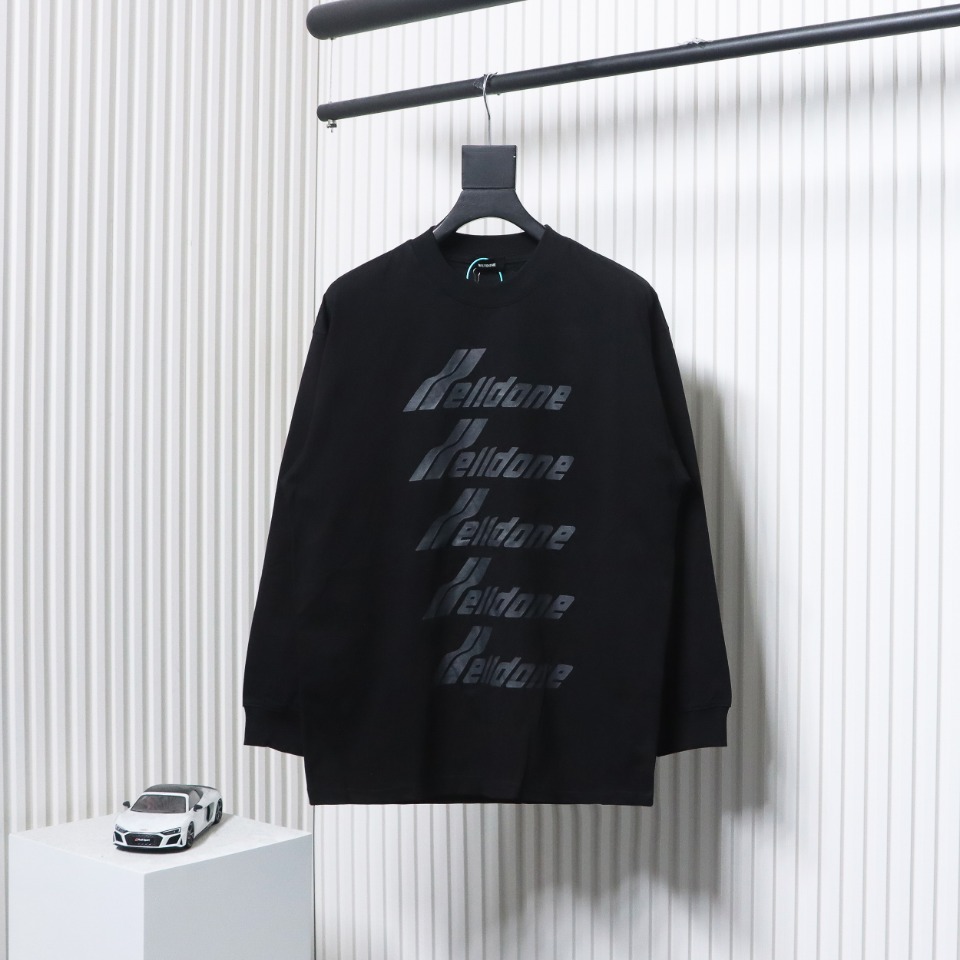 We11 Done Classic Bullet Screen Letter Print Couple Long-Sleeved T-shirt Black