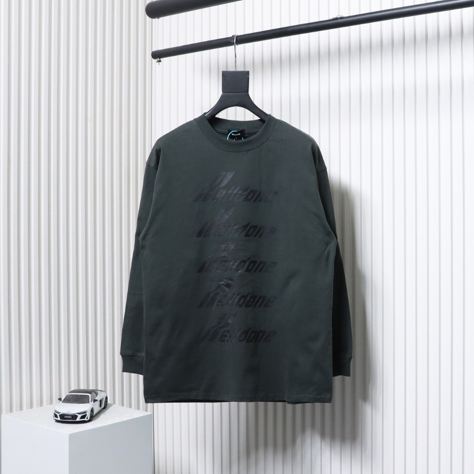 We11 Done Classic Bullet Screen Letter Print Couple Long-Sleeved T-shirt Grey