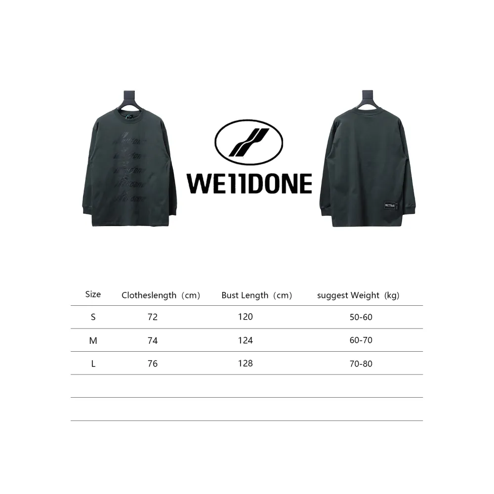We11 Done Classic Bullet Screen Letter Print Couple Long-Sleeved T-shirt Grey