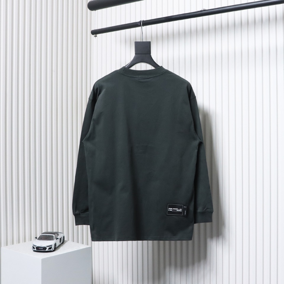 We11 Done Classic Bullet Screen Letter Print Couple Long-Sleeved T-shirt Grey