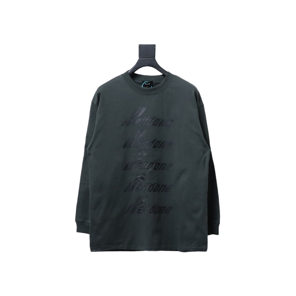 We11 Done Classic Bullet Screen Letter Print Couple Long-Sleeved T-shirt Grey