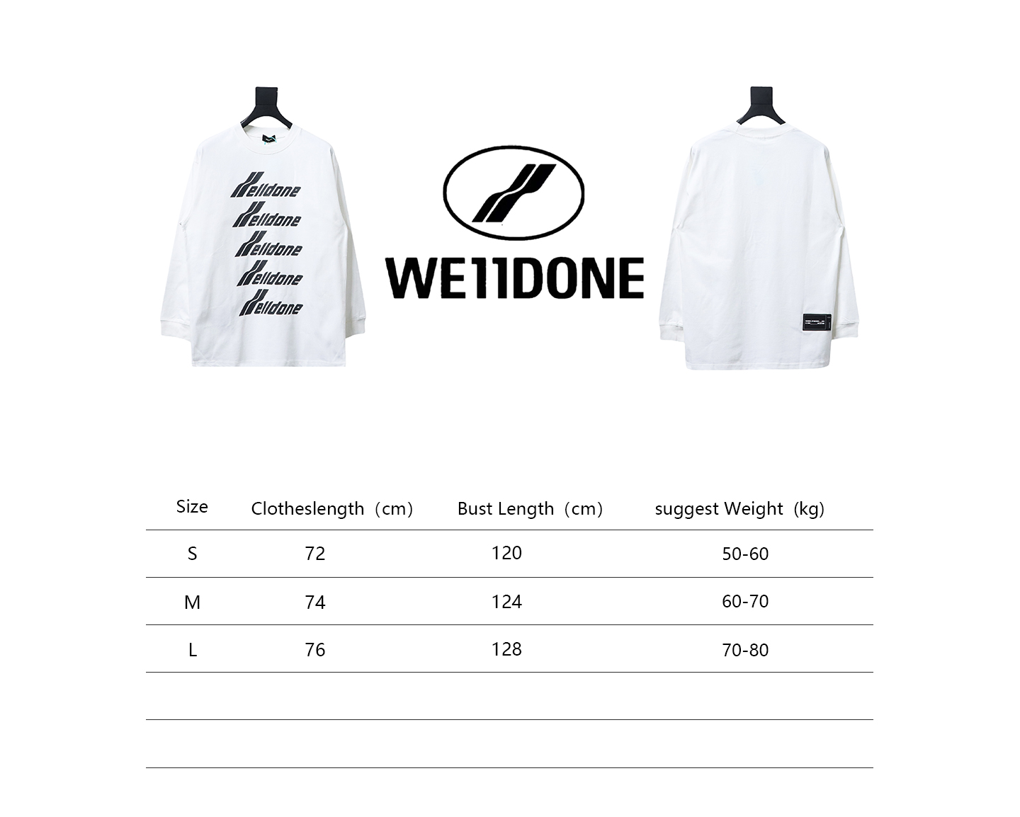 We11 Done Classic Bullet Screen Letter Print Couple Long-Sleeved T-shirt White