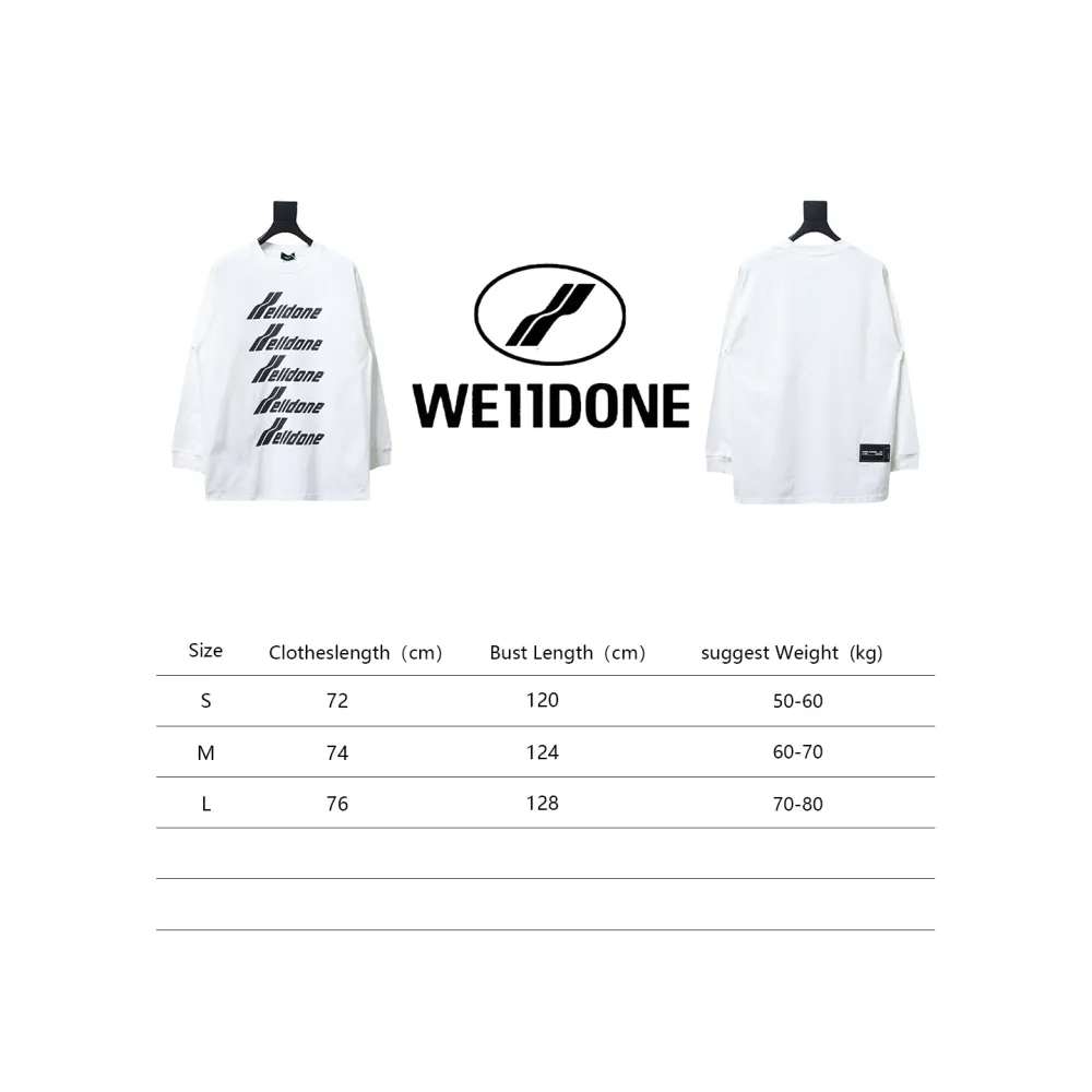 We11 Done Classic Bullet Screen Letter Print Couple Long-Sleeved T-shirt White