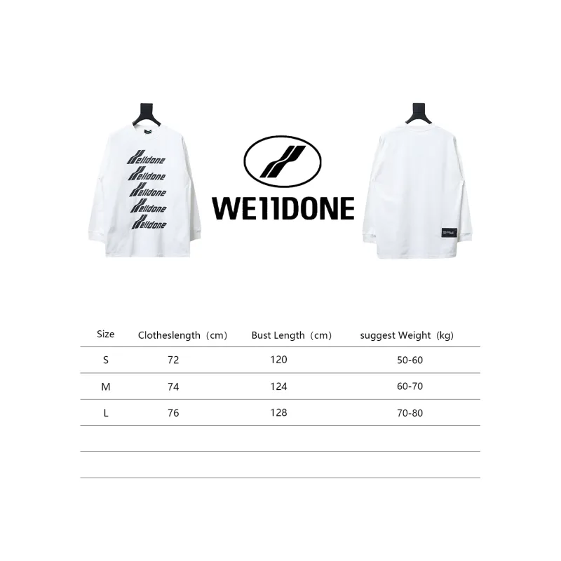 We11 Done Classic Bullet Screen Letter Print Couple Long-Sleeved T-shirt White