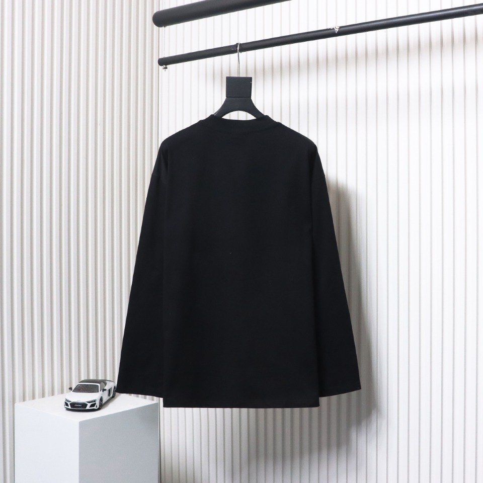 We11 Done Classic Love Barrage Letters 3D Printed Couple Long Sleeve T-shirt Black