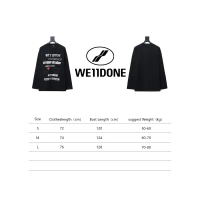We11 Done Classic Love Barrage Letters 3D Printed Couple Long Sleeve T-shirt Black 02