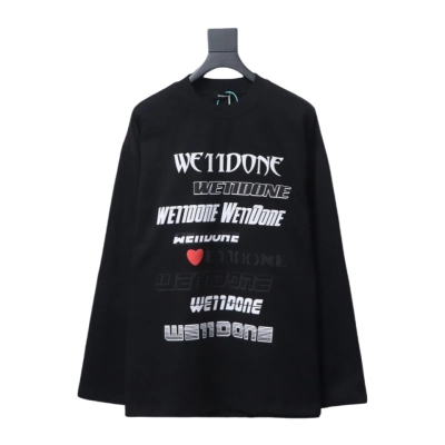 We11 Done Classic Love Barrage Letters 3D Printed Couple Long Sleeve T-shirt Black 01