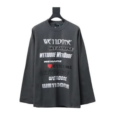 We11 Done Classic Love Barrage Letters 3D Printed Couple Long Sleeve T-shirt Grey 01