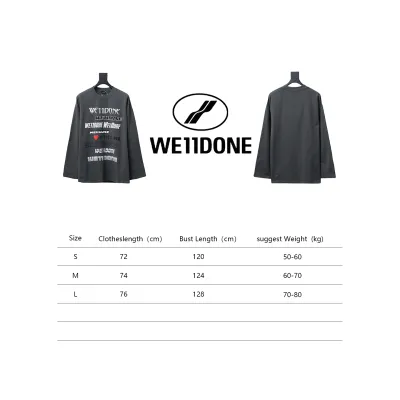 We11 Done Classic Love Barrage Letters 3D Printed Couple Long Sleeve T-shirt Grey 02