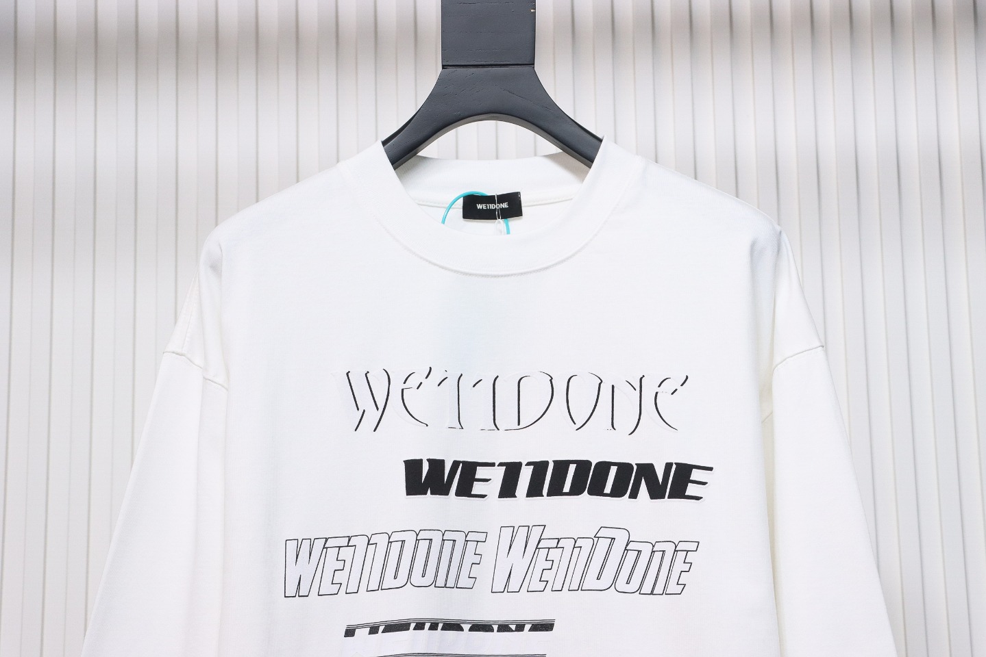 We11 Done Classic Love Barrage Letters 3D Printed Couple Long Sleeve T-shirt White