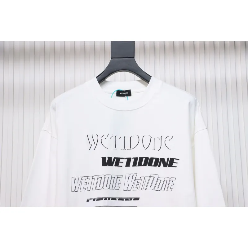 We11 Done Classic Love Barrage Letters 3D Printed Couple Long Sleeve T-shirt White