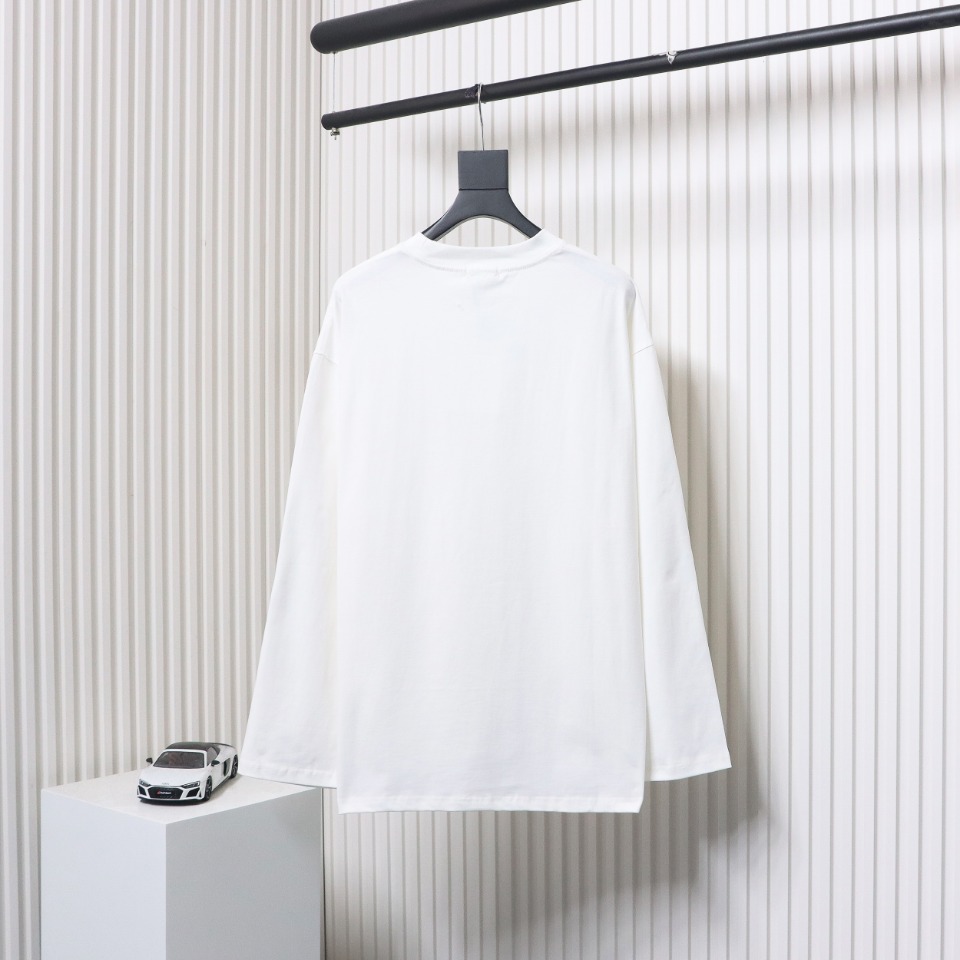 We11 Done Classic Love Barrage Letters 3D Printed Couple Long Sleeve T-shirt White