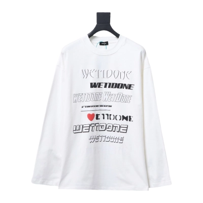 We11 Done Classic Love Barrage Letters 3D Printed Couple Long Sleeve T-shirt White 01