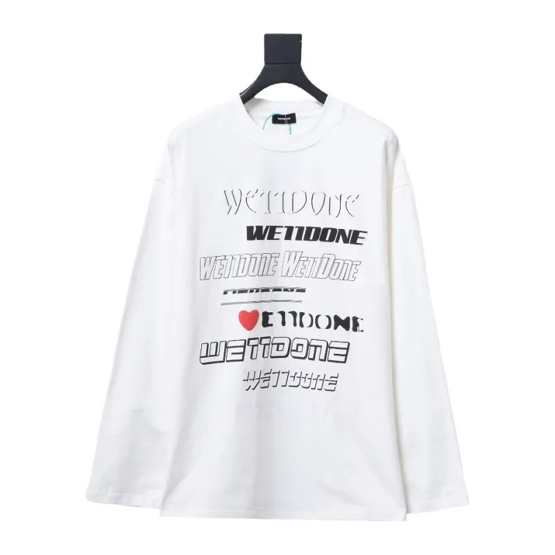 We11 Done Classic Love Barrage Letters 3D Printed Couple Long Sleeve T-shirt White