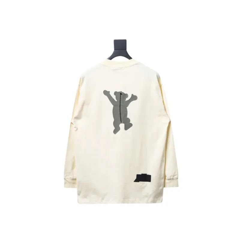 We11 Done Double-Sided Cute Bear Print Couple Long Sleeves Beige