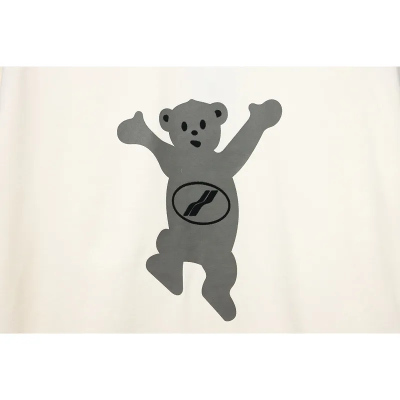 We11 Done Double-Sided Cute Bear Print Couple Long Sleeves Beige