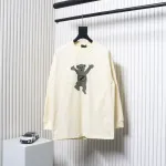 We11 Done Double-Sided Cute Bear Print Couple Long Sleeves Beige
