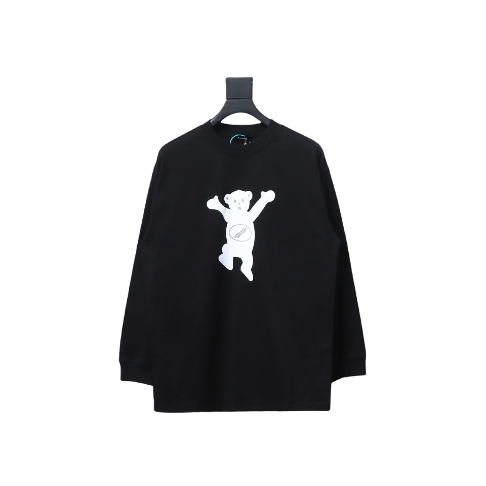 We11 Done Double-Sided Cute Bear Print Couple Long Sleeves Black