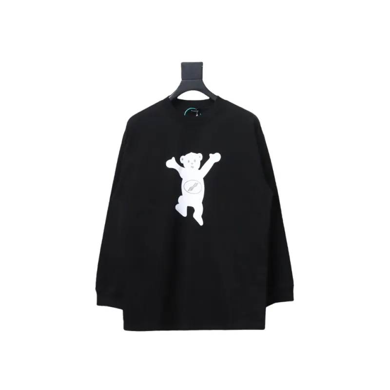 We11 Done Double-Sided Cute Bear Print Couple Long Sleeves Black