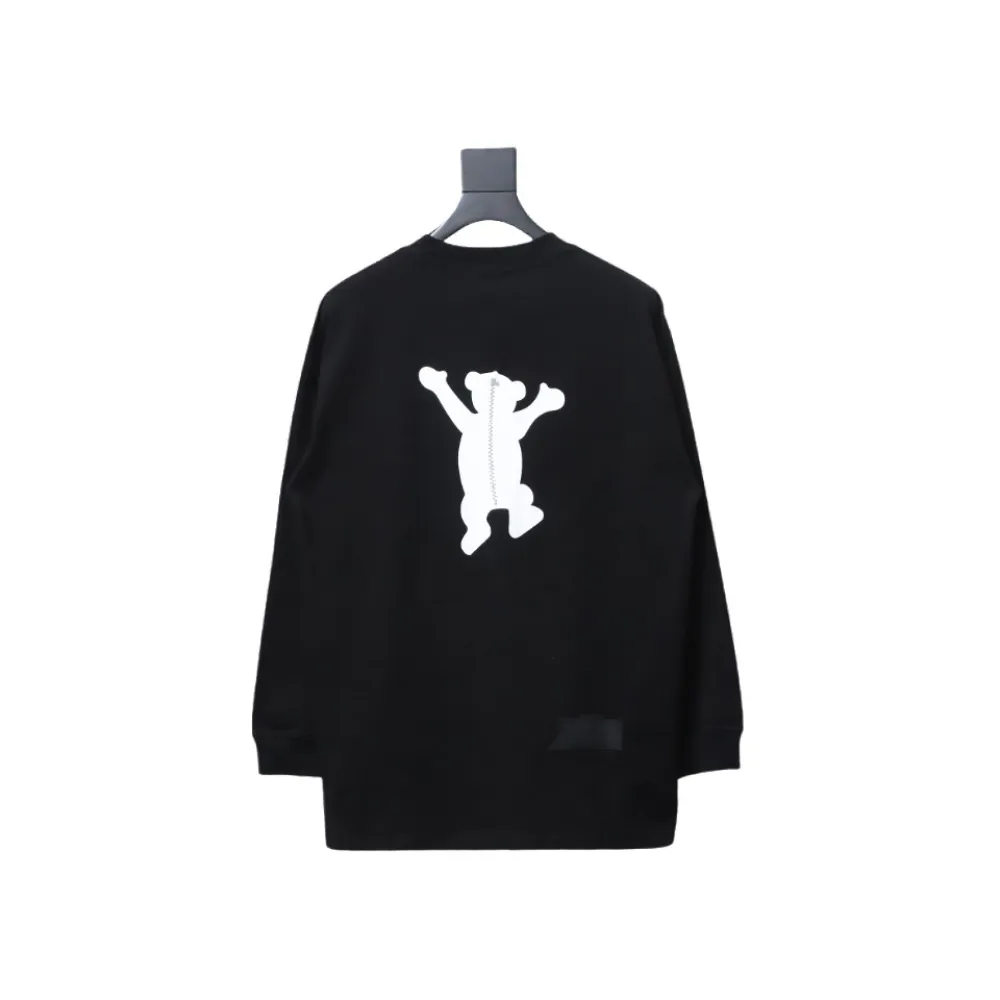 We11 Done Double-Sided Cute Bear Print Couple Long Sleeves Black
