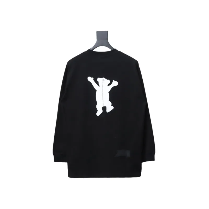 We11 Done Double-Sided Cute Bear Print Couple Long Sleeves Black