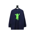 We11 Done Double-Sided Cute Bear Print Couple Long Sleeves Blue