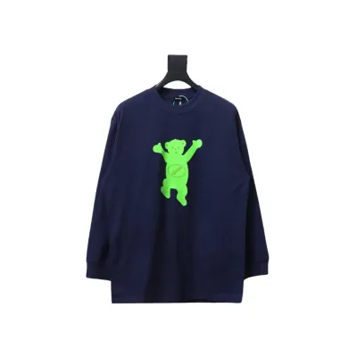 We11 Done Double-Sided Cute Bear Print Couple Long Sleeves Blue 01