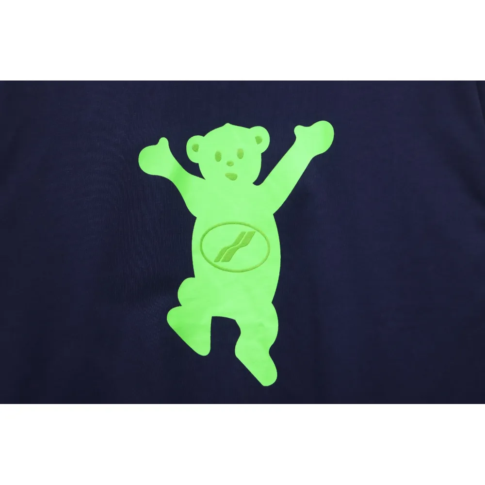We11 Done Double-Sided Cute Bear Print Couple Long Sleeves Blue