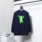 We11 Done Double-Sided Cute Bear Print Couple Long Sleeves Blue