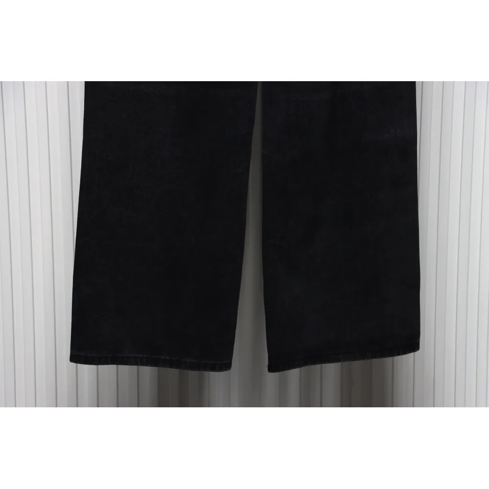 We11 Done Heart Letter Embroidered Ripped Nostalgic Washed Denim Wide Leg Pants