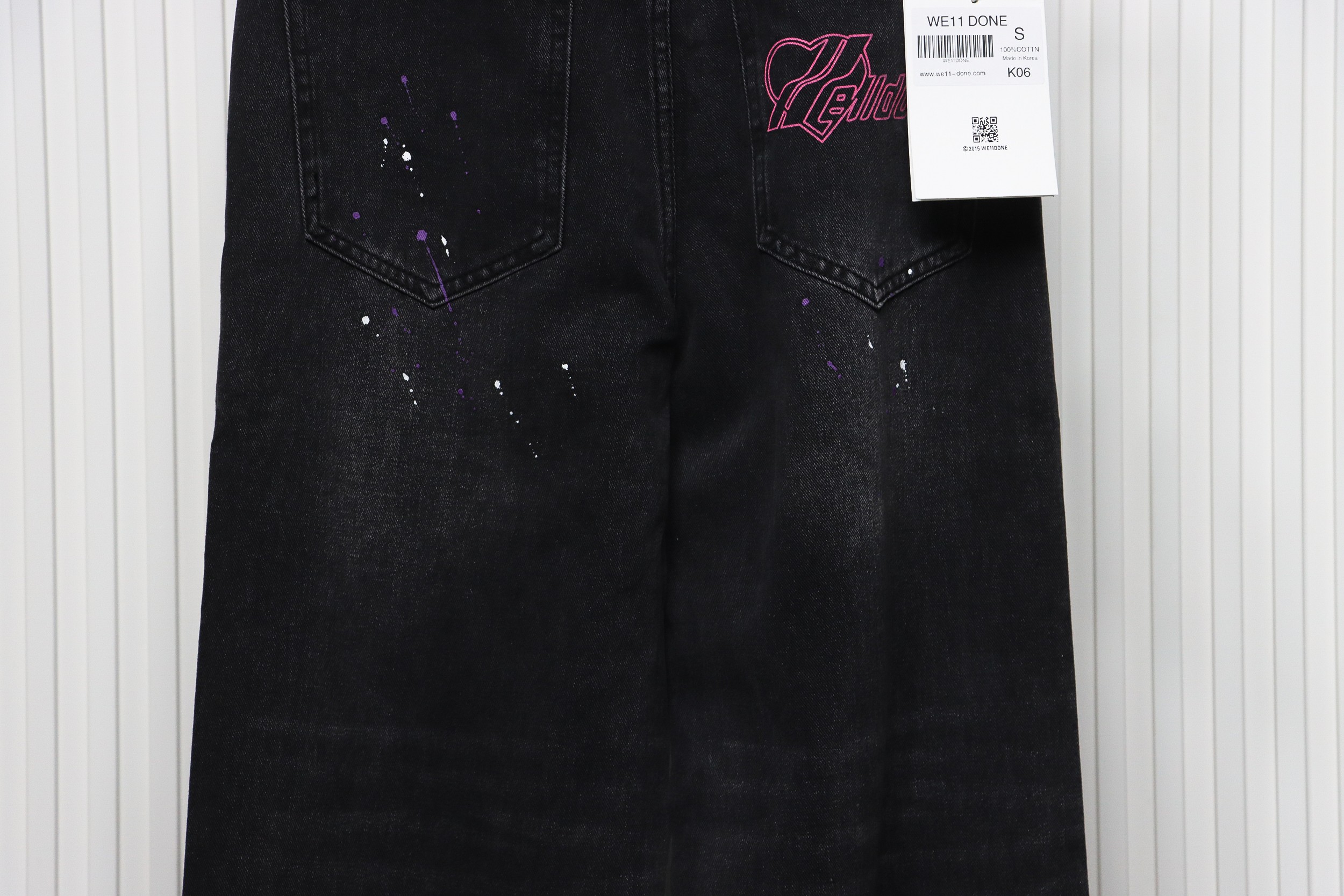 We11 Done Heart Letter Embroidered Ripped Nostalgic Washed Denim Wide Leg Pants