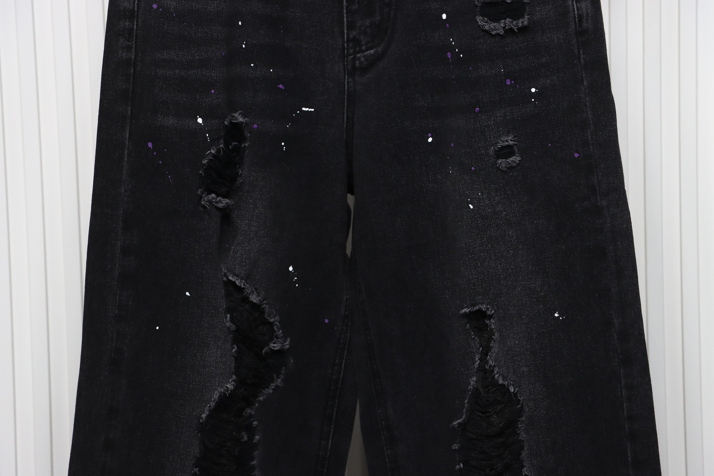 We11 Done Heart Letter Embroidered Ripped Nostalgic Washed Denim Wide Leg Pants