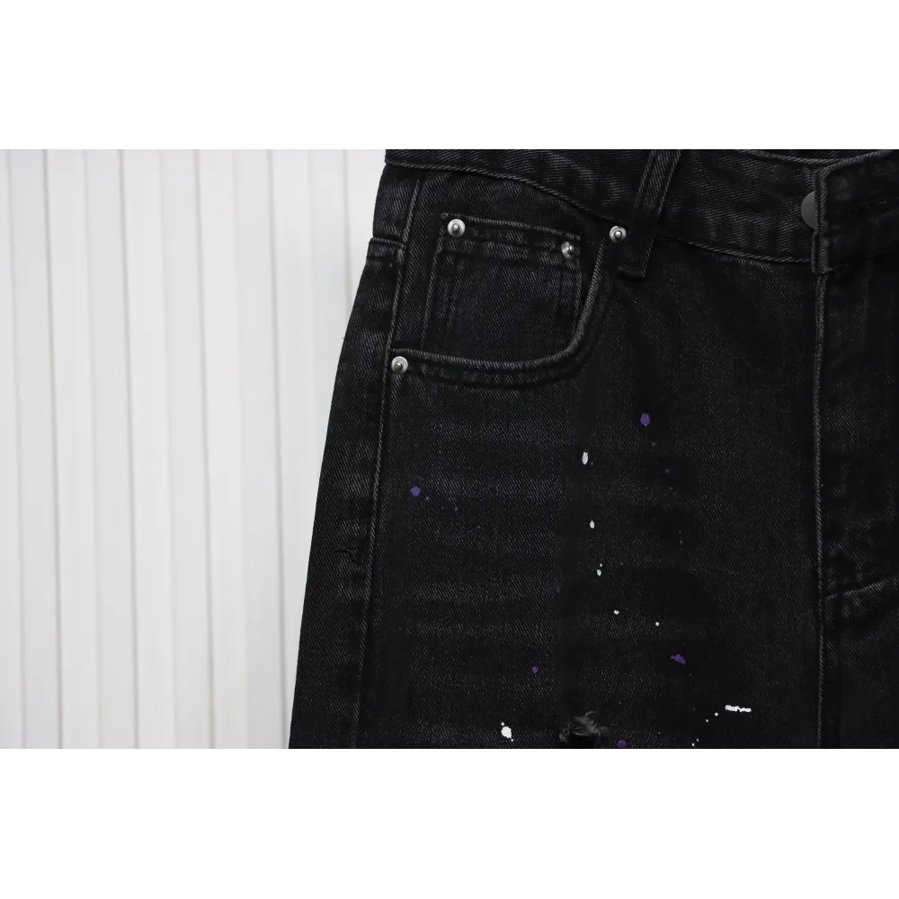 We11 Done Heart Letter Embroidered Ripped Nostalgic Washed Denim Wide Leg Pants
