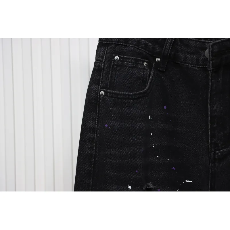 We11 Done Heart Letter Embroidered Ripped Nostalgic Washed Denim Wide Leg Pants