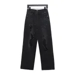 We11 Done Heart Letter Embroidered Ripped Nostalgic Washed Denim Wide Leg Pants