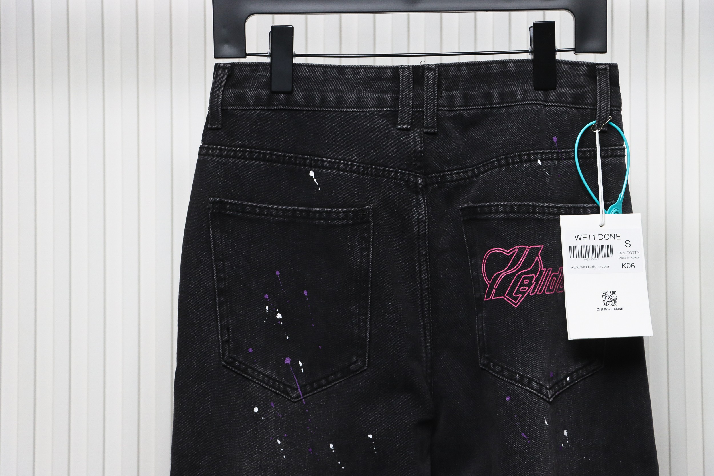 We11 Done Heart Letter Embroidered Ripped Nostalgic Washed Denim Wide Leg Pants