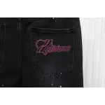 We11 Done Heart Letter Embroidered Ripped Nostalgic Washed Denim Wide Leg Pants
