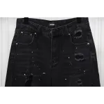 We11 Done Heart Letter Embroidered Ripped Nostalgic Washed Denim Wide Leg Pants
