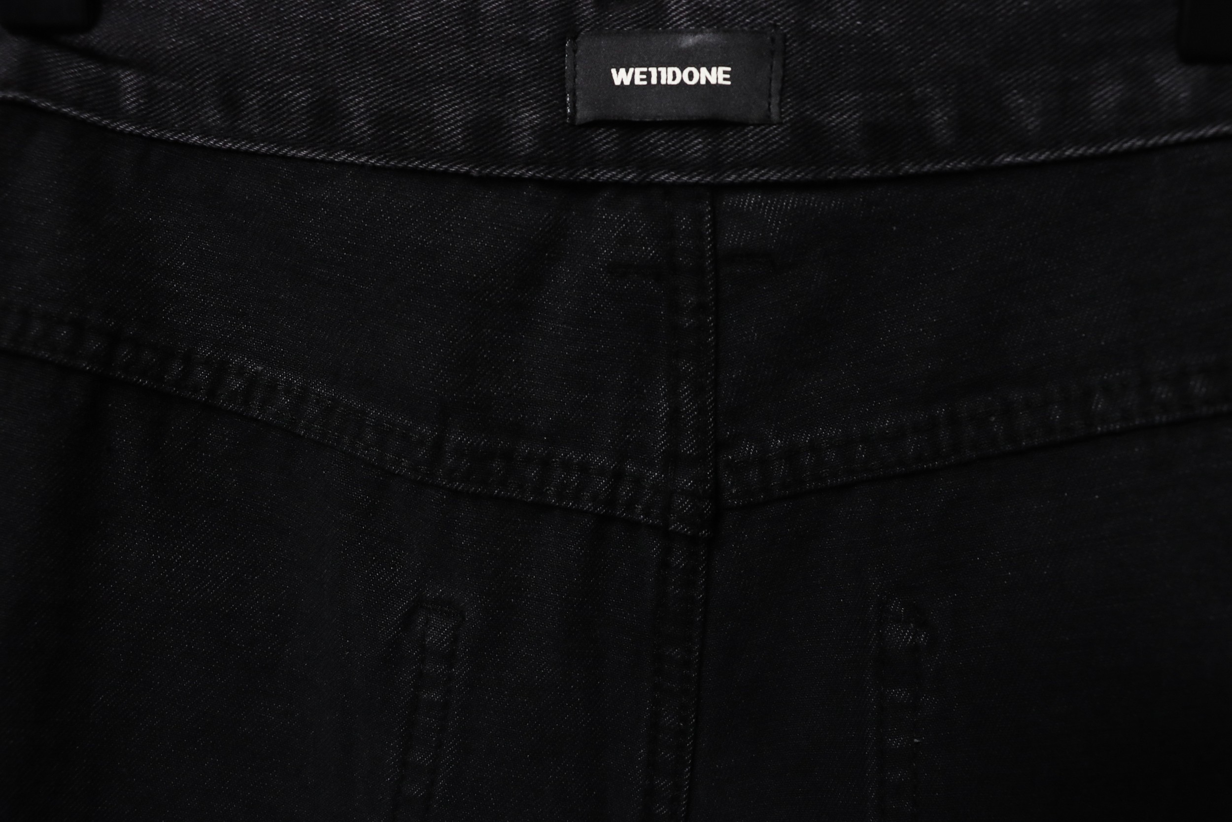 We11 Done Heart Letter Embroidered Ripped Nostalgic Washed Denim Wide Leg Pants