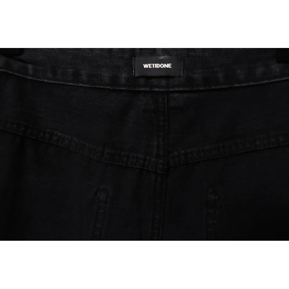 We11 Done Heart Letter Embroidered Ripped Nostalgic Washed Denim Wide Leg Pants