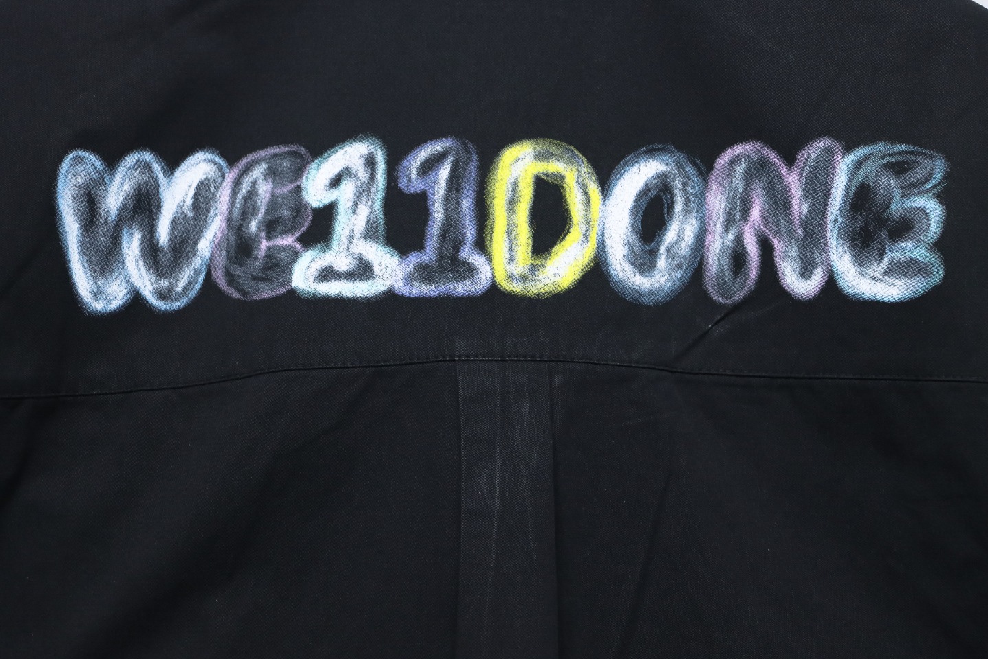 We11 Done New 24SS Back Colorful Graffiti Letters Printed Long Sleeve Shirt Black