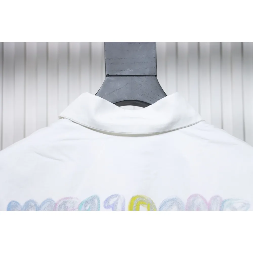 We11 Done New 24SS Back Colorful Graffiti Letters Printed Long Sleeve Shirt White