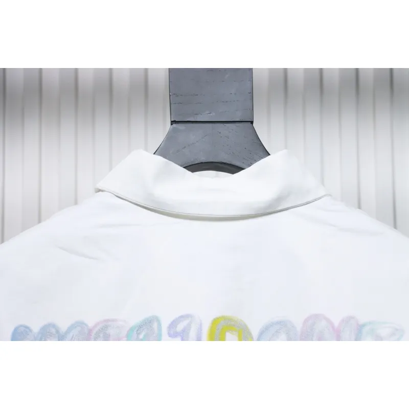 We11 Done New 24SS Back Colorful Graffiti Letters Printed Long Sleeve Shirt White